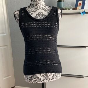 🍀 4 for $24: Philosophy black crochet knit tank top size small